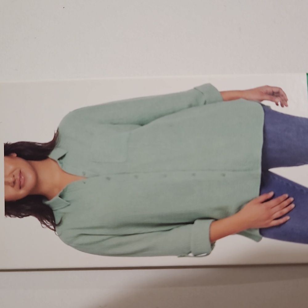 Anne Klein Gauze Button Down Shirt Blouse
